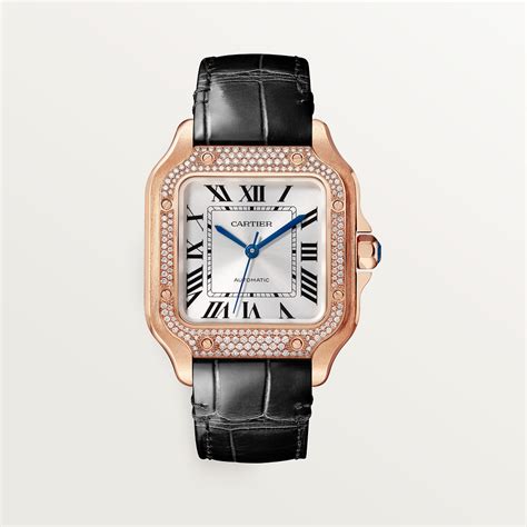 cartier santos medium leather|cartier santos 100 diamond watch.